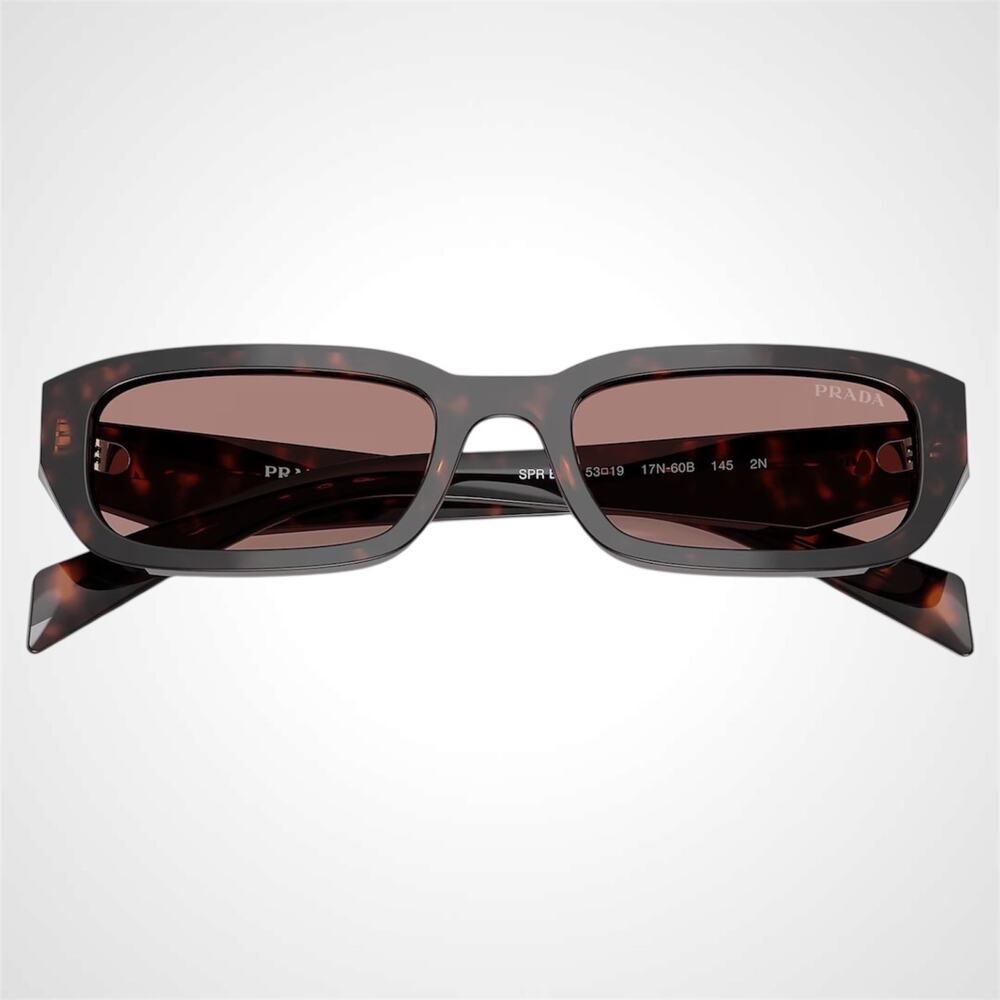 New PRADA Sunglasses Brown Tortoise Symbole Logo Rectangle w/ Case - Picture 4 of 6